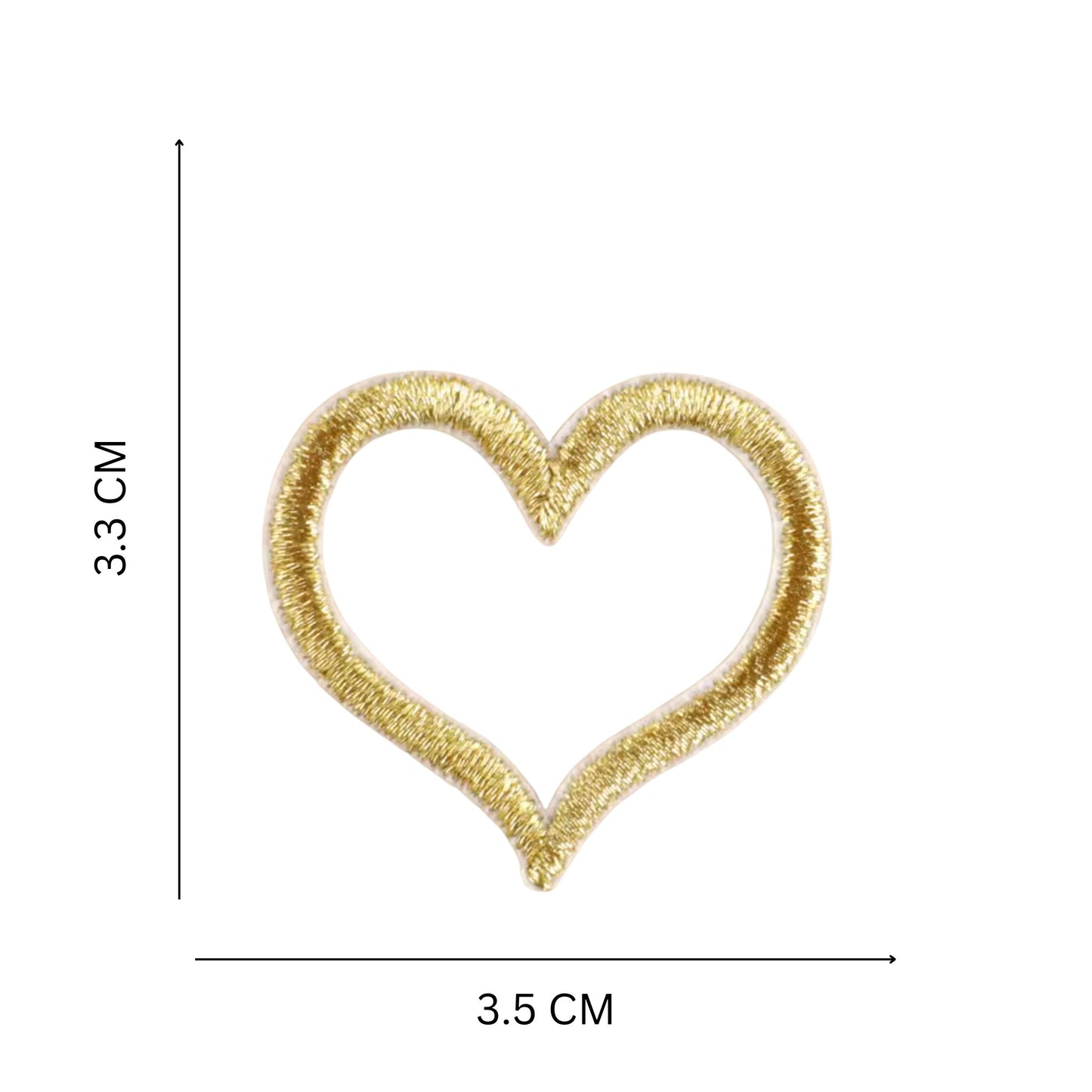 Gold Heart Embroidered Iron On Patch