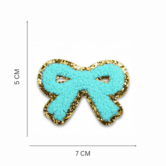 Mint Green Bow Chenille Iron On Patch