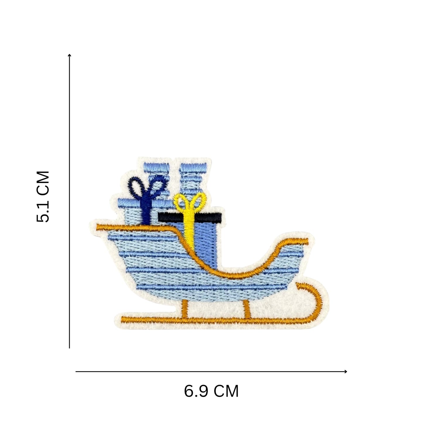 Blue Sleigh Iron-On Embroidered Patch