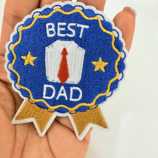 Iron-On "Best Dad" Embroidered Patc