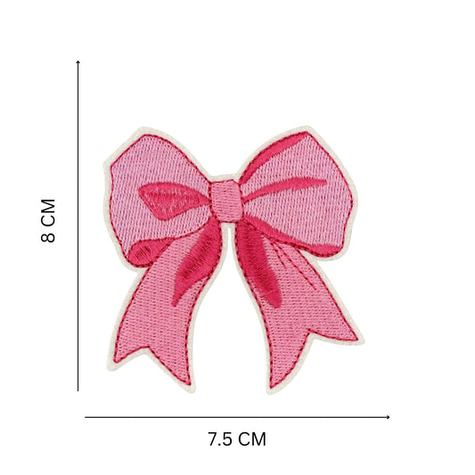 Iron On Pink Holiday Bow Embroidered Patch