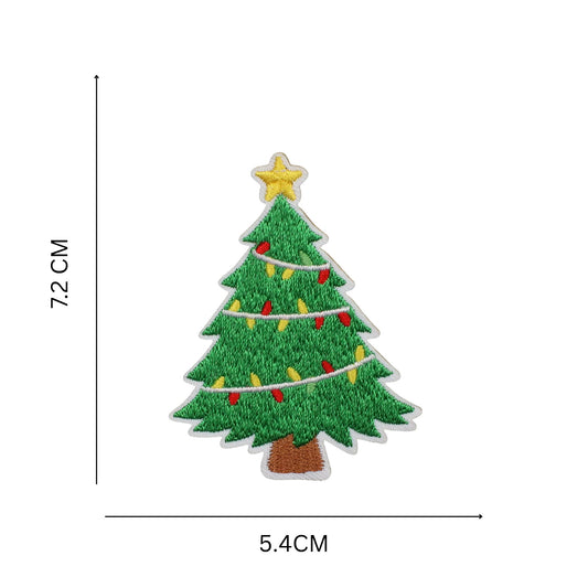 Christmas Tree Embroidery Iron-On Patch, Appliqué for Jackets, Bags & DIY Craft