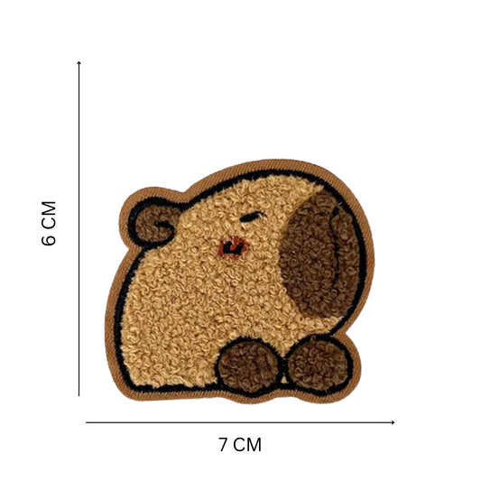 Capybara Cuddle Textured Embroidered Iron On Patch