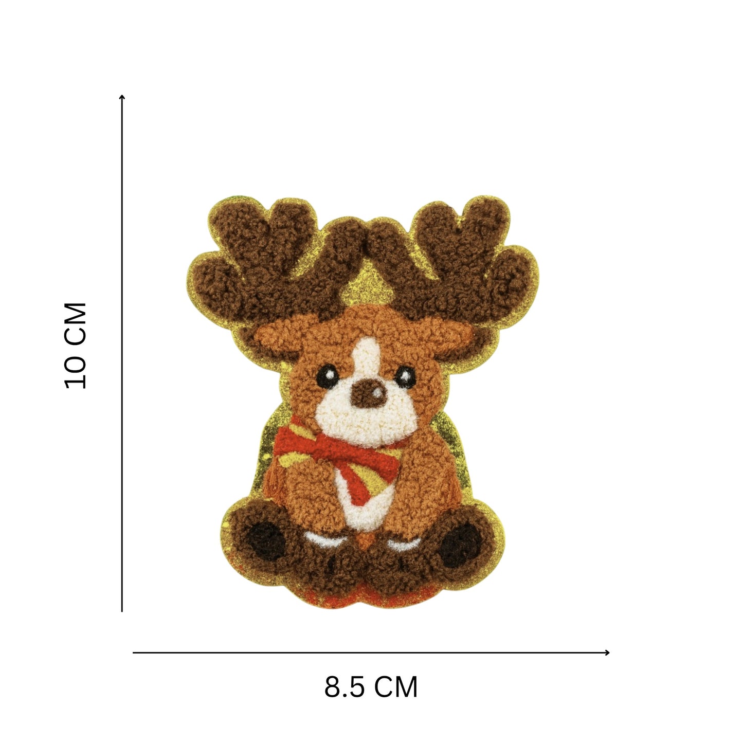 Christmas Reindeer Chenille Iron On and Sew On Patch for Winter Customization