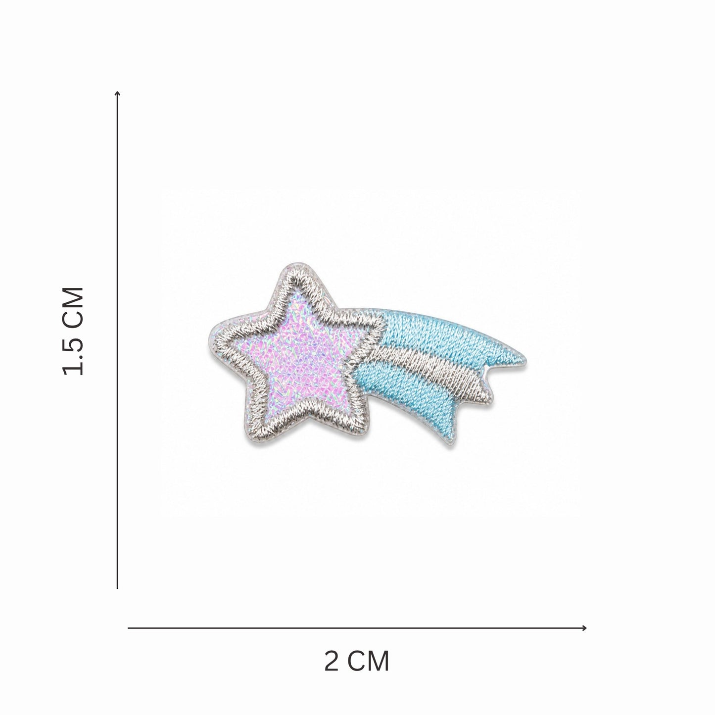 Shooting Star Embroidered Mini Iron On Patch - Blue