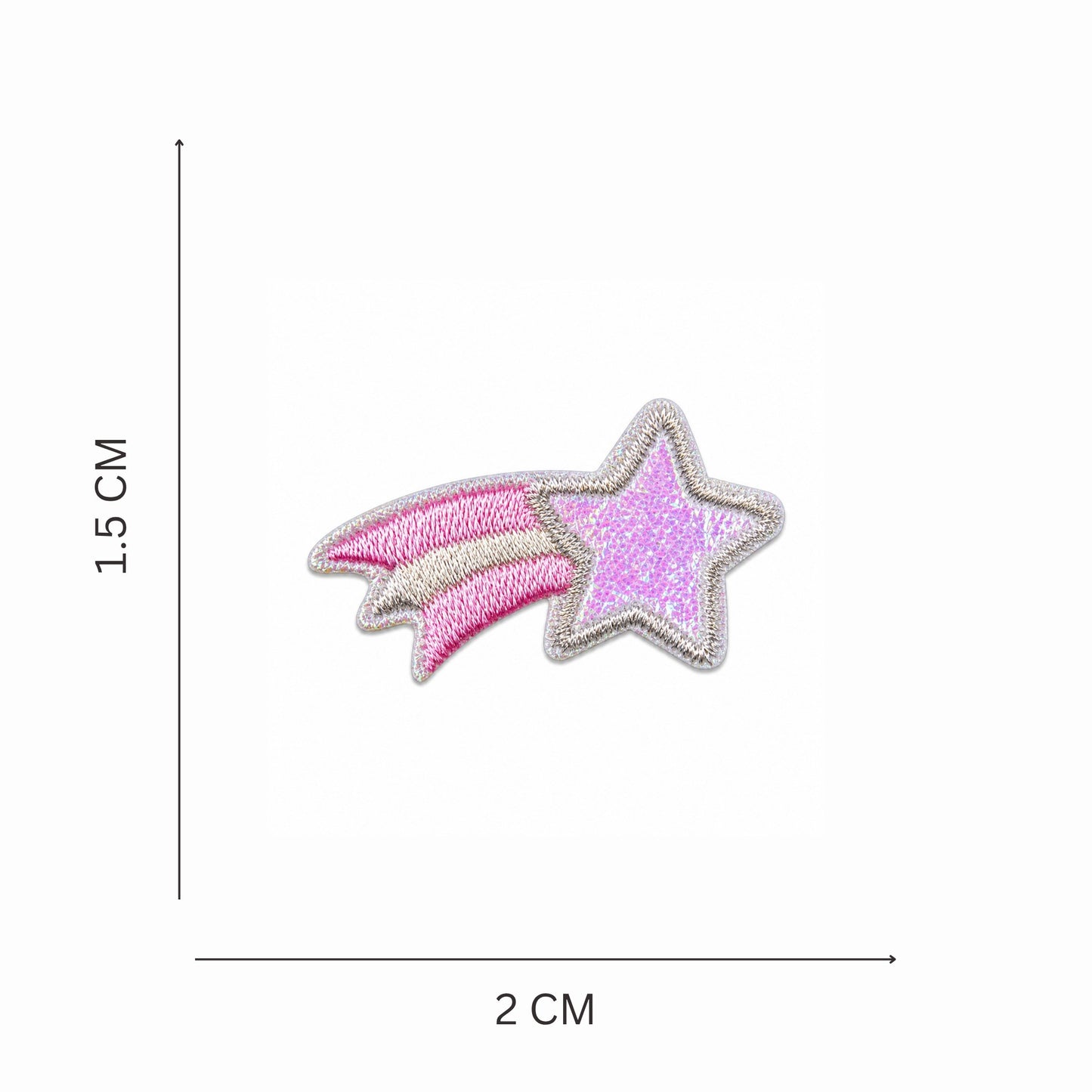 Shooting Star Embroidered Mini Iron On Patch - Pink