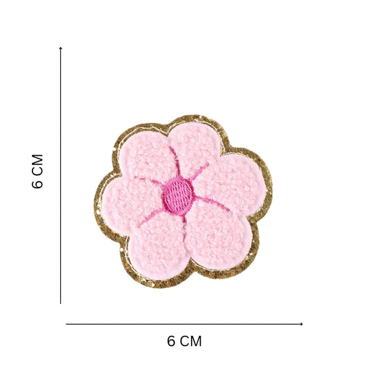 Pink Chenille Flower Embroidery Patch for Bags Jackets and Accessories