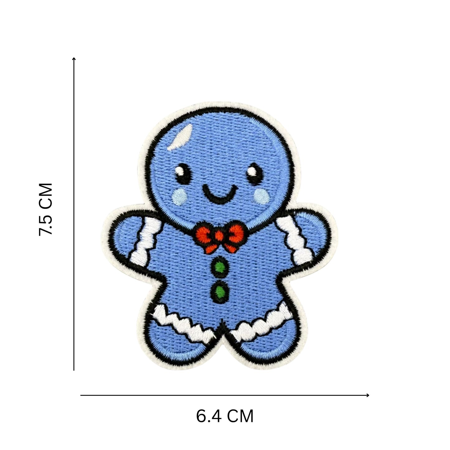 Iron-On Blue Gingerbread Embroidered Patch