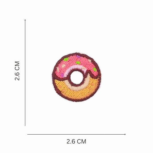 Mini Pink Frosted Donut Embroidered Iron On Patch