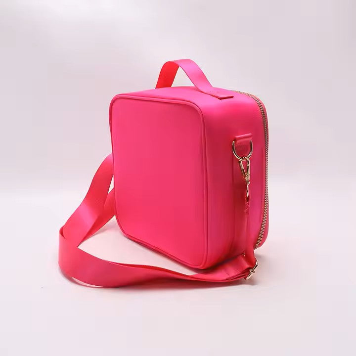 Kids’ Insulated Nylon Lunch Bag – Customizable with Patches & Fun Details ''Hot Pink''