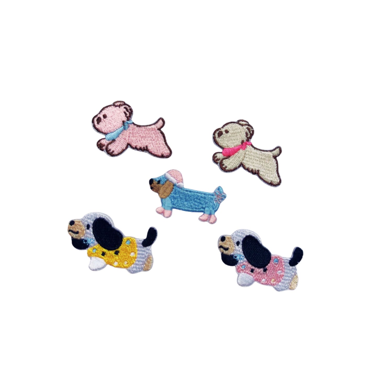 Set of 5 Cute Dog Embroidered Iron-On Patches – DIY Clothing & Accessories Decoration (3.2 cm)