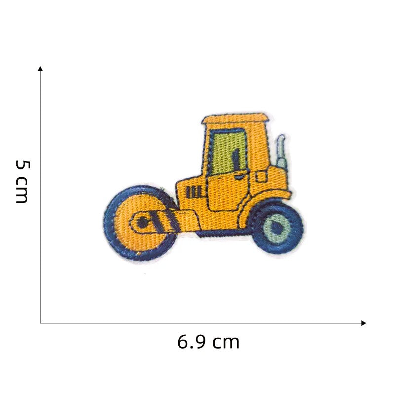 Iron On Construction Vehicle Embroidered Patch Set – Pack of 7 Excavator, Digger & Truck Designs for Kids’ Clothes, Bags & DIY Projects