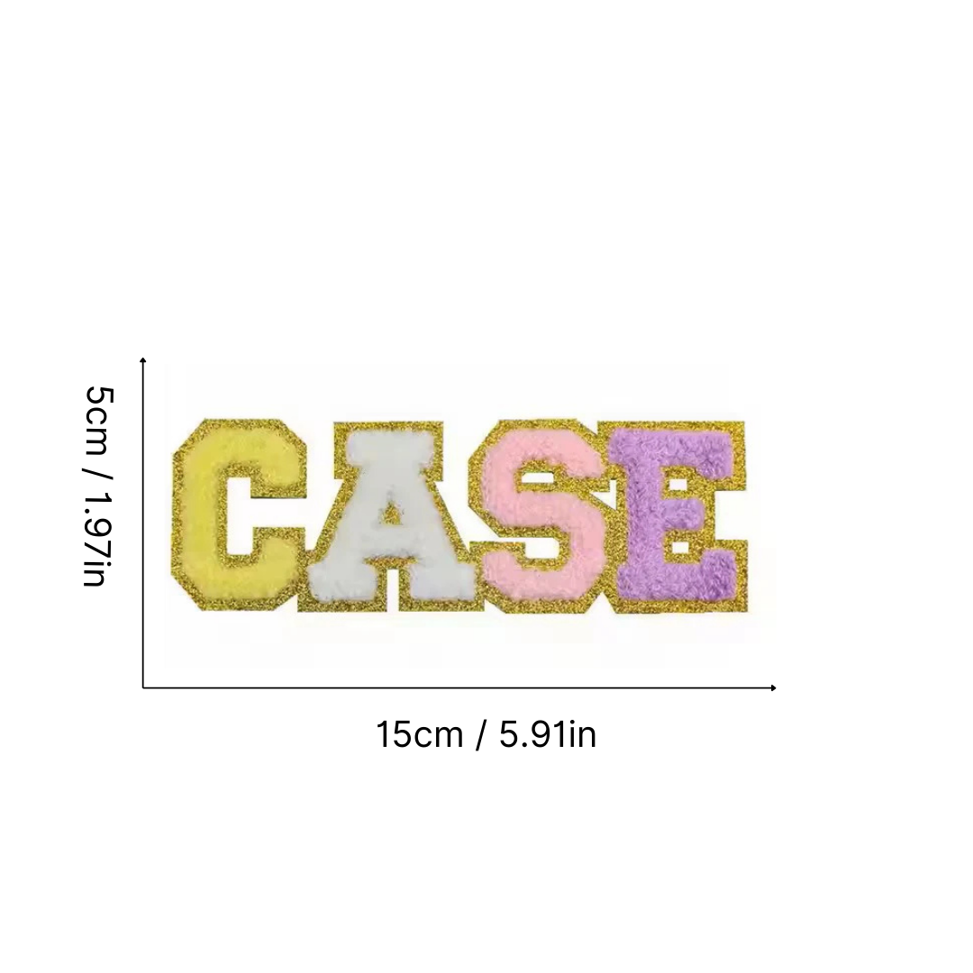 Iron-On/ Sew On Chenille Patch - Words "Stuff", "Lunch", "Case"