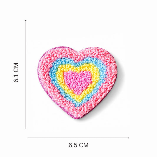 Pastel Heart Chenille Iron On Patch Set of 3