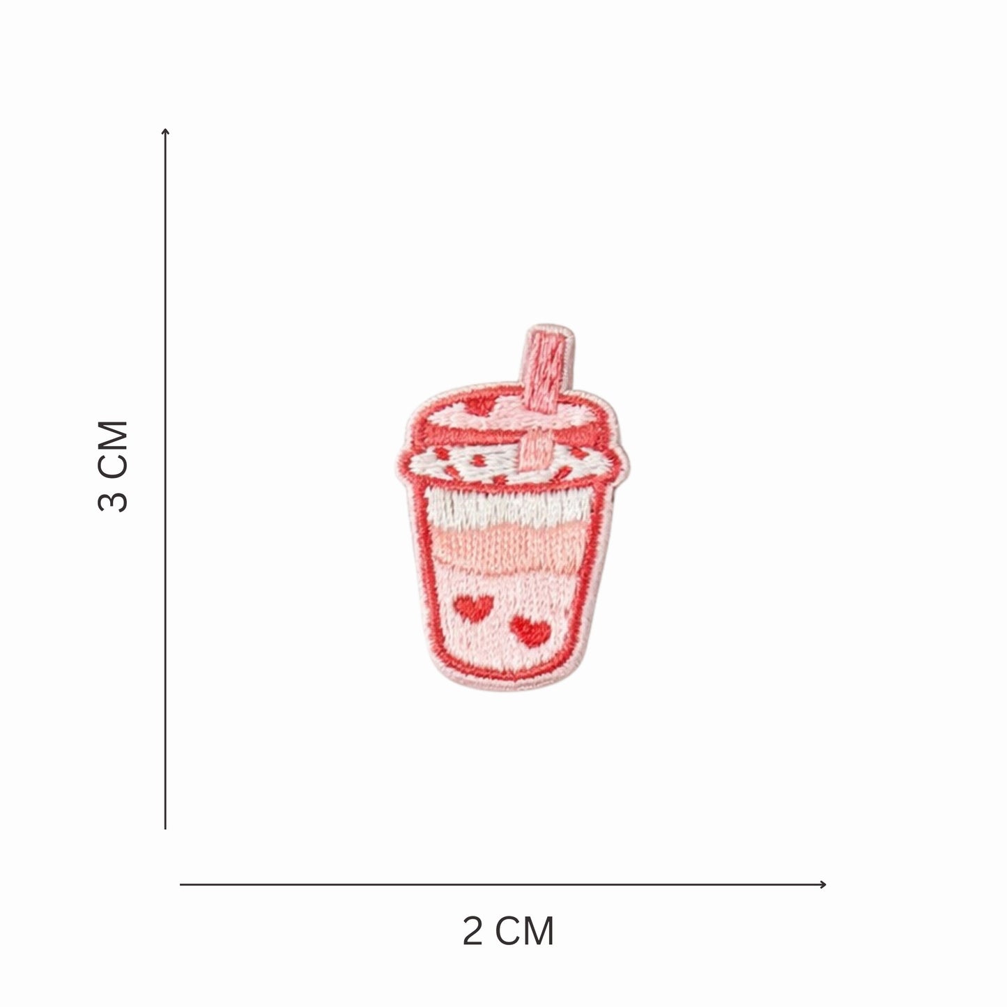 Mini Heart Bubble Tea Embroidered Iron On Patch