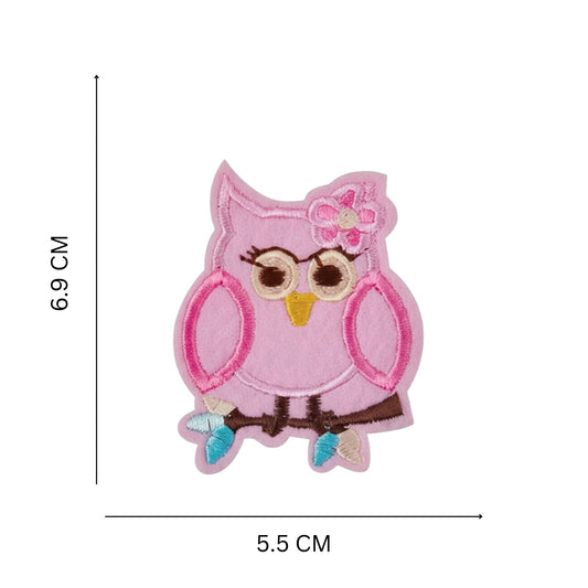 Adorable Pink Owl Patch for Personalizing Bags Clothes and Gifts