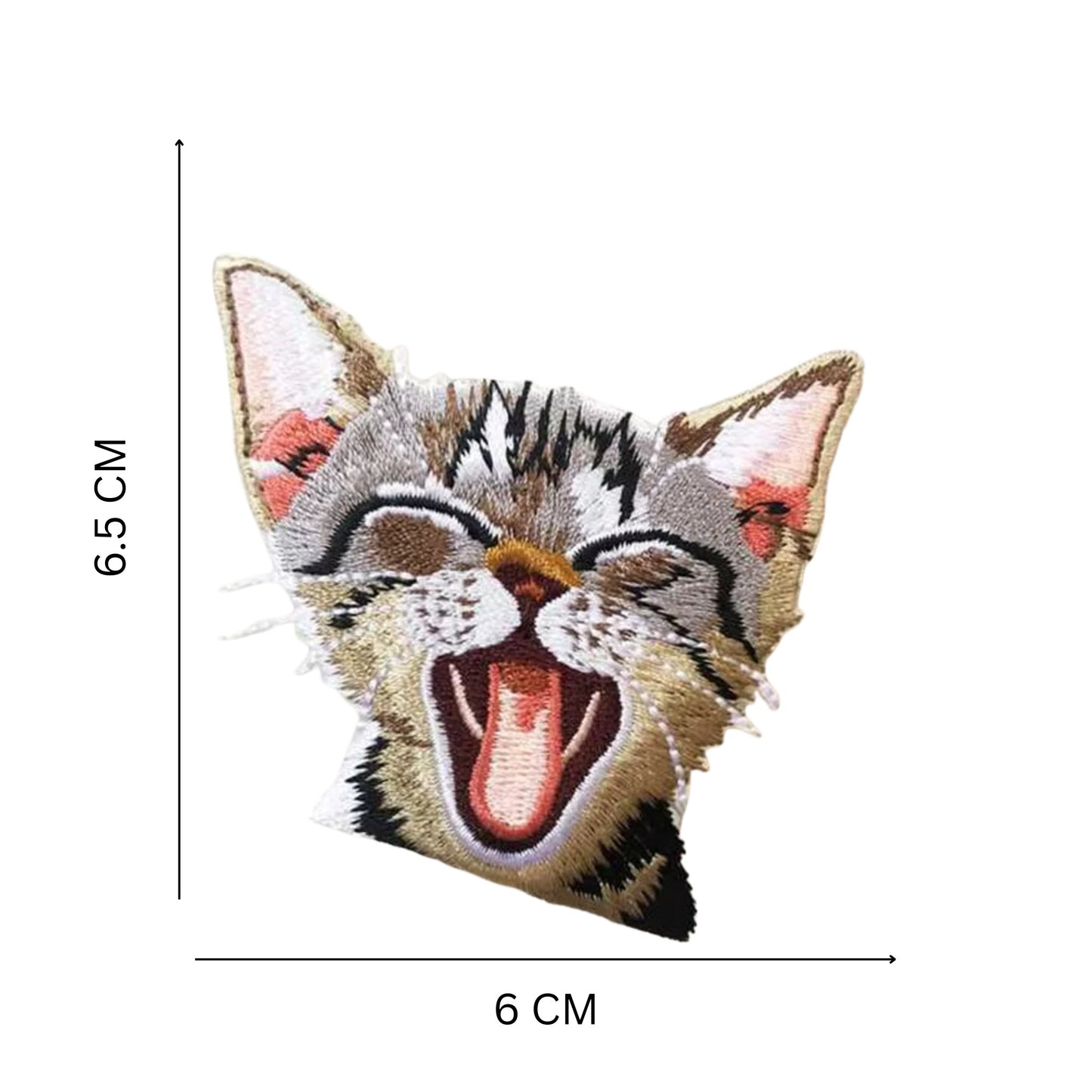 Adorable Cat Face Iron-On Embroidery Patch – Perfect for Jackets, Backpacks & Denim DIY (6.5cm x 6cm)