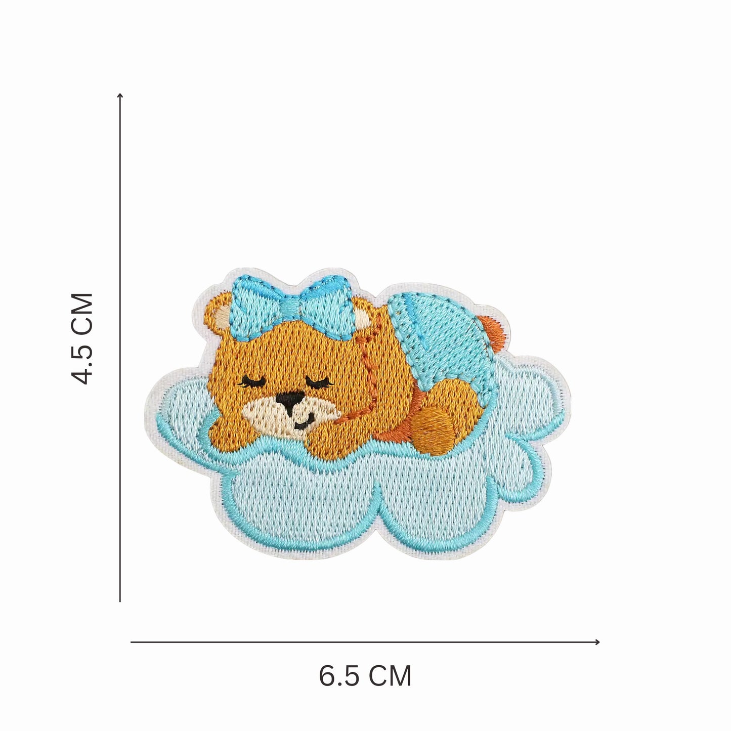 Sleeping Teddy Bear on Cloud Embroidered Iron On Patch