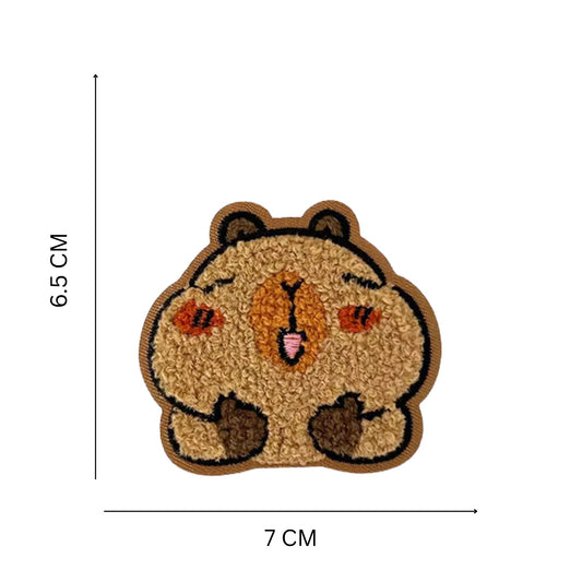 Thumbs Up Capybara Textured Embroidered Iron On Patch