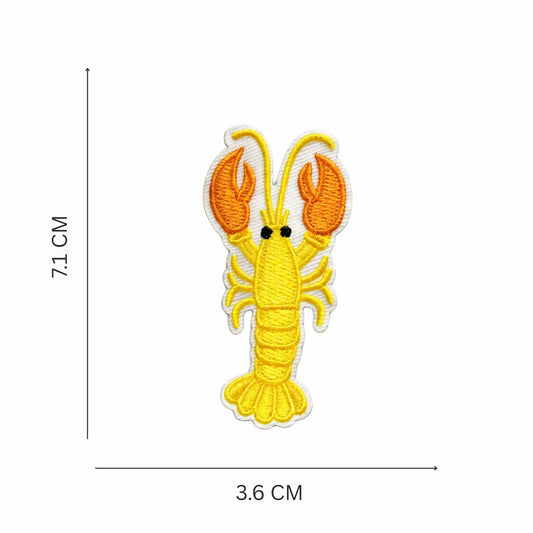 Yellow Lobster Embroidered Iron On Patch