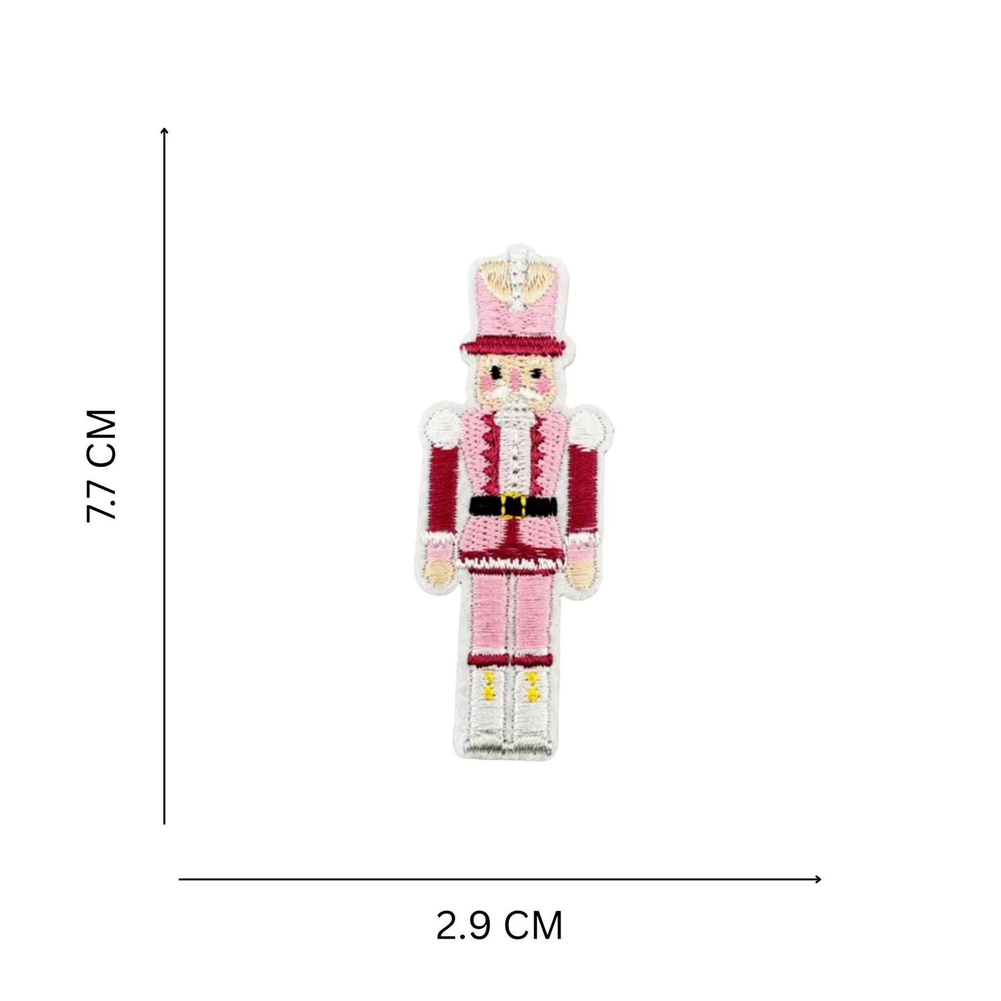Pink Nutcracker Embroidered Iron-On Patch – Toy Soldier Christmas Design