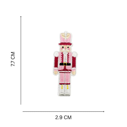 Pink Nutcracker Embroidered Iron-On Patch – Toy Soldier Christmas Design