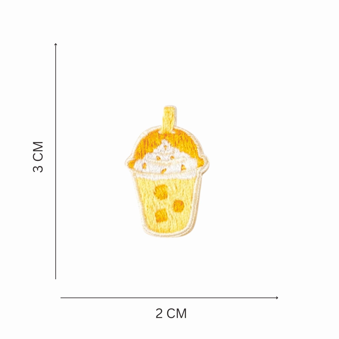 Mini Mango Bubble Tea Embroidered Iron On Patch