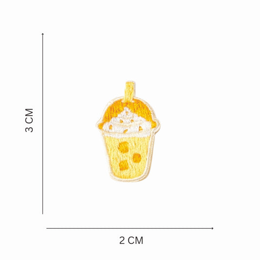 Mini Mango Bubble Tea Embroidered Iron On Patch