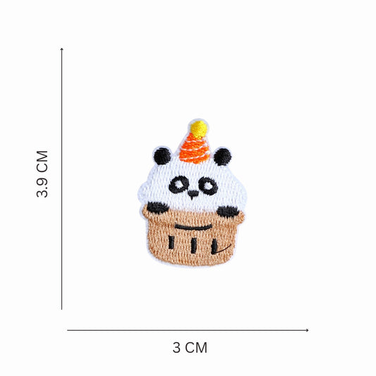 Mini Panda Cupcake Embroidered Iron On Patch