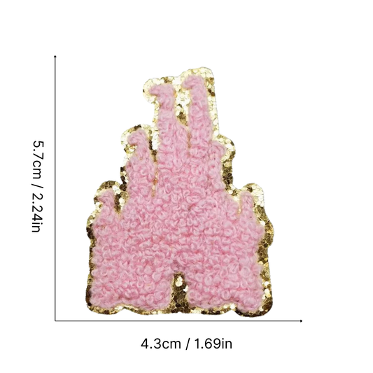 Iron-On/Sew On Patch - Castle Embroidery Chenille, 5.7 cm Height