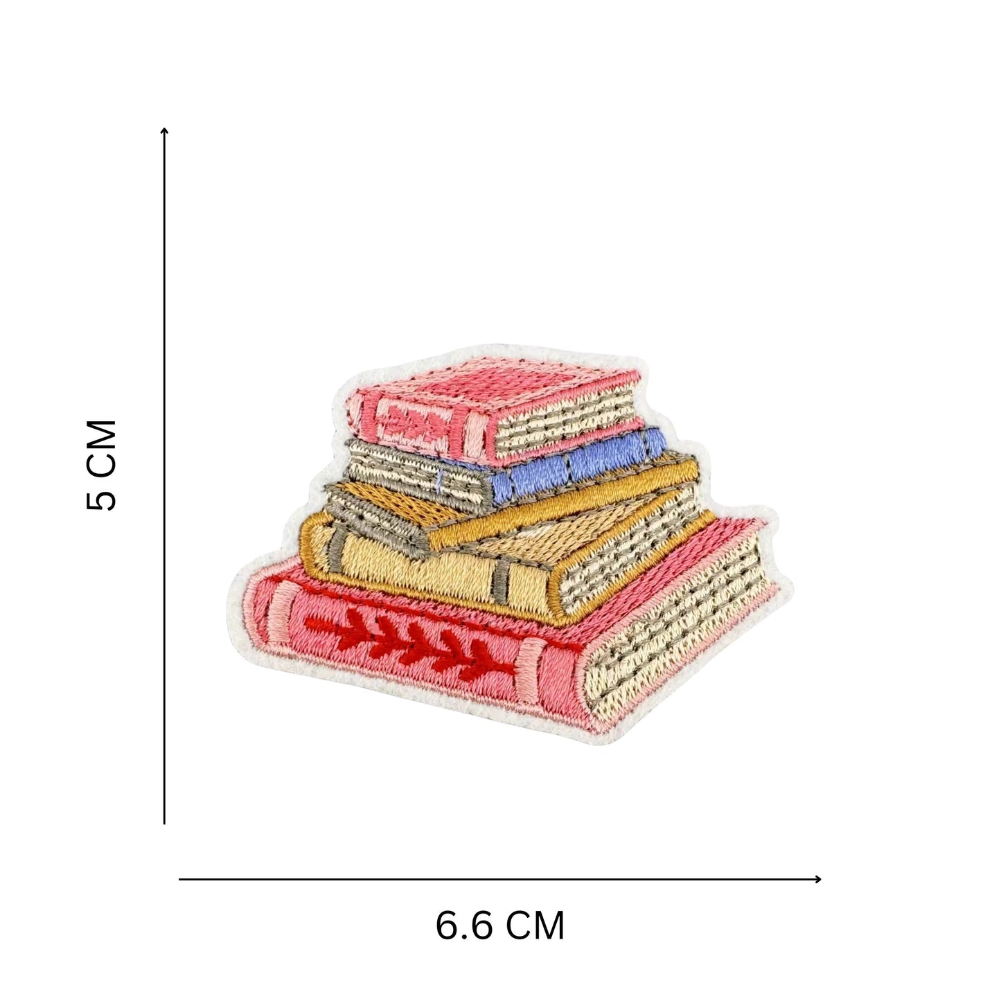 Classic Book Stack Embroidered Iron On Patch