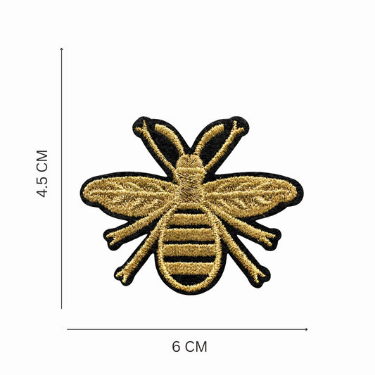 Antique Gold Bee Embroidered Iron On Patch