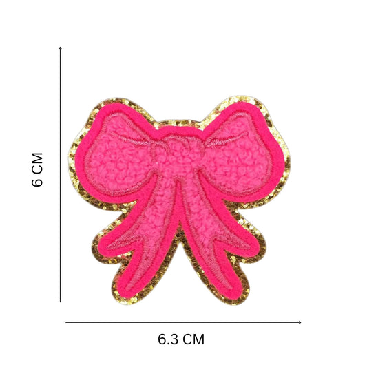 Cute Bowknot Shape Chenille Patch – Iron-On Glitter Applique for Clothing & Accessories