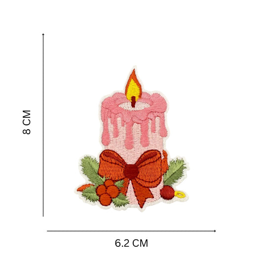 Festive Pink Candle Patch for Christmas Crafts and Accessories