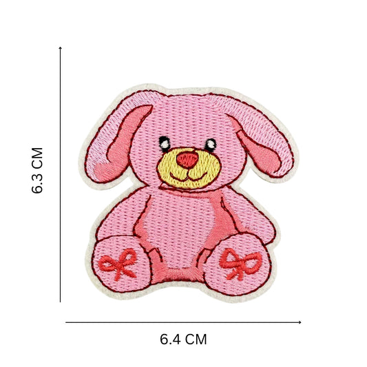 Pink Teddy Bear Embroidered Iron On Patch for Kids Clothing Bags and Accessories