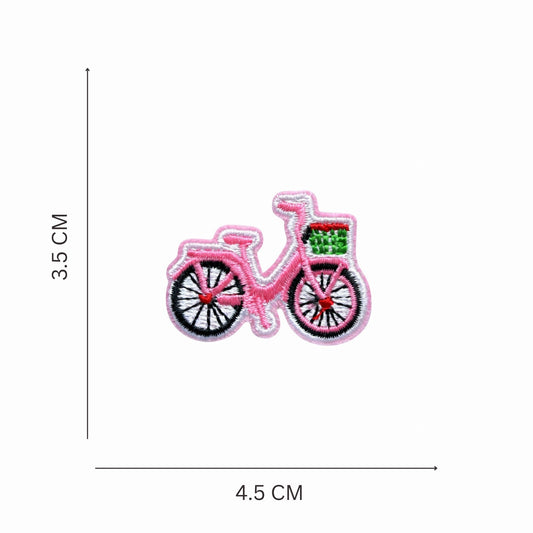 Mini Pink Bicycle Embroidered Iron On Patch