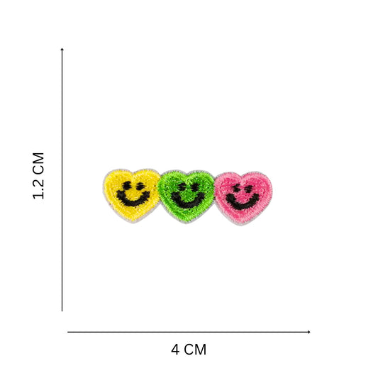 Mini Smiley Hearts Embroidered Iron On Patches