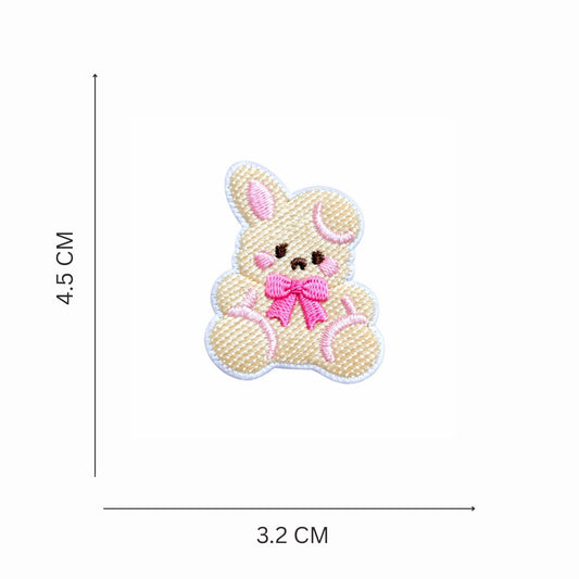 Mini Bunny Bow Embroidered Iron On Patch