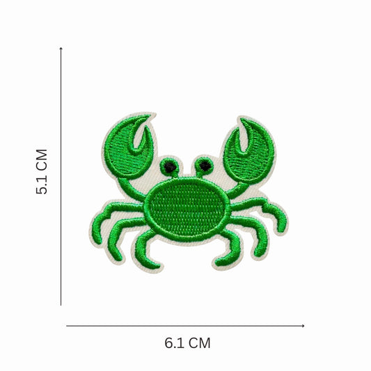 Green Crab Embroidered Iron On Patch