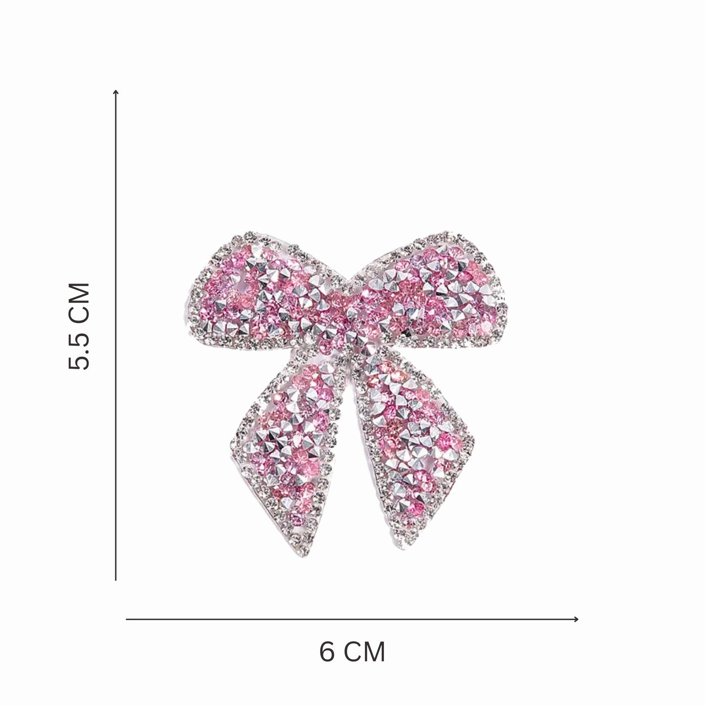 Pink Crystal Bow Rhinestone Embellished Iron On Patch