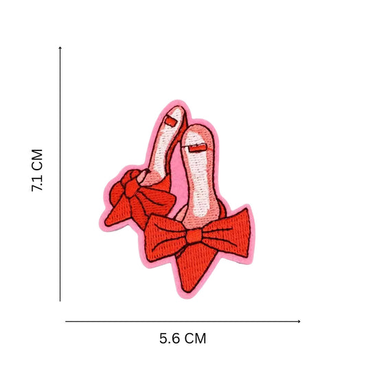 Chic Pointed Toe Heels Embroidered Iron On Patch - Bright Red