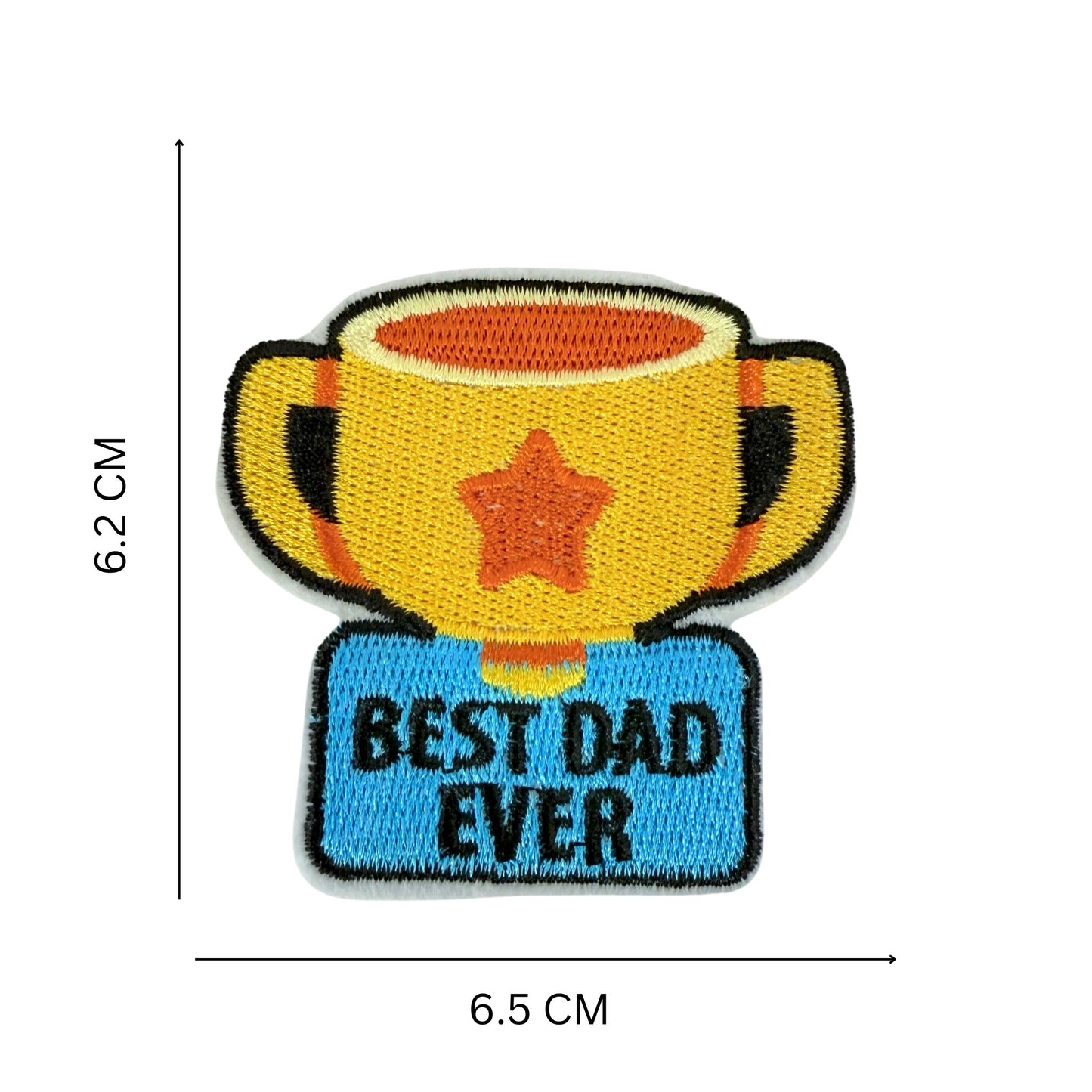 Best Dad Embroidered Iron-On Patch – Badge & Trophy Design for Clothes, Bags & DIY Gifts