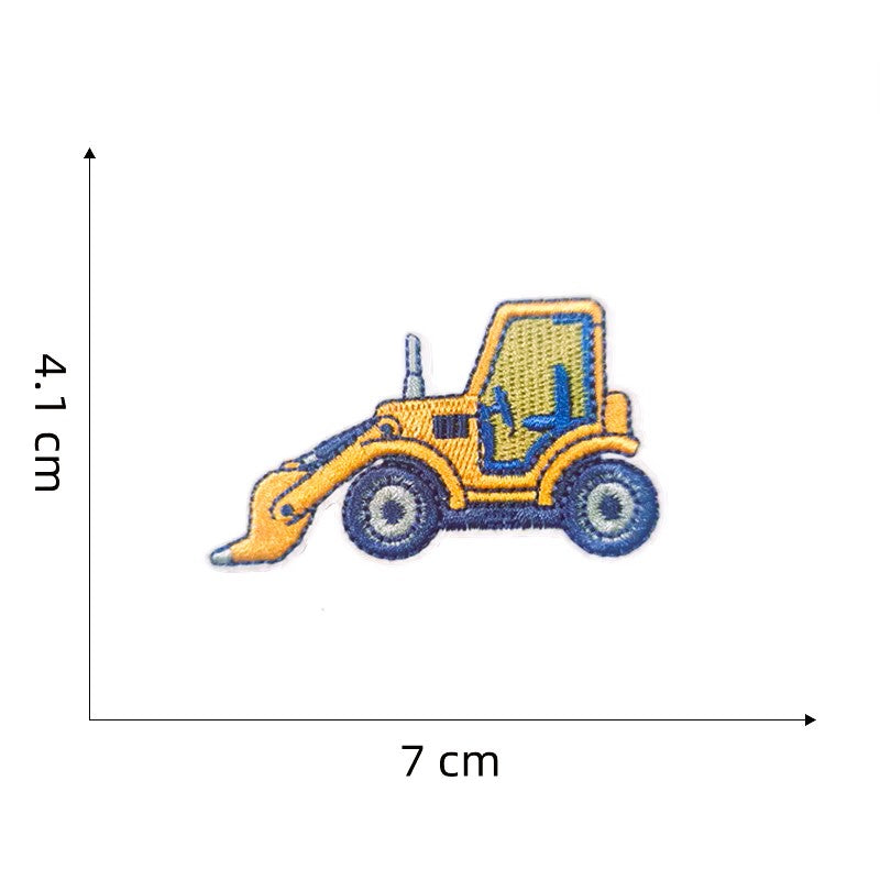 Iron On Construction Vehicle Embroidered Patch Set – Pack of 7 Excavator, Digger & Truck Designs for Kids’ Clothes, Bags & DIY Projects