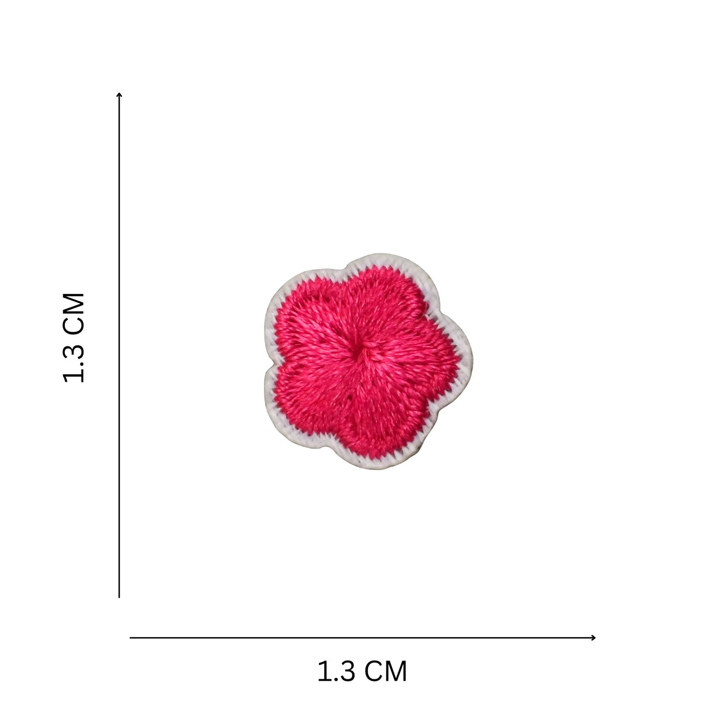Mini Bright Pink Flower Embroidered Iron On Patch