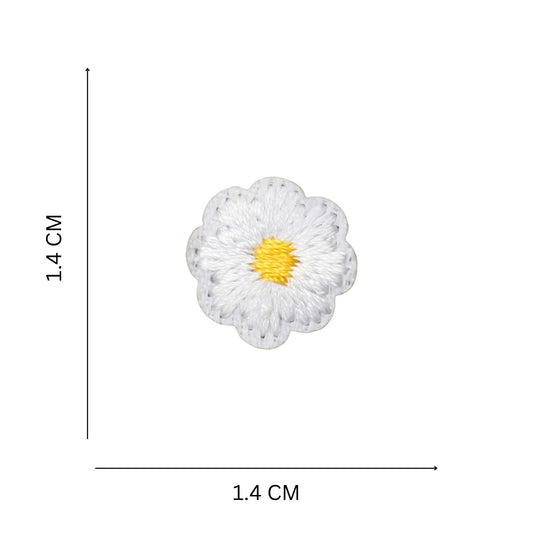 Mini White Flower Embroidered Iron On Patch