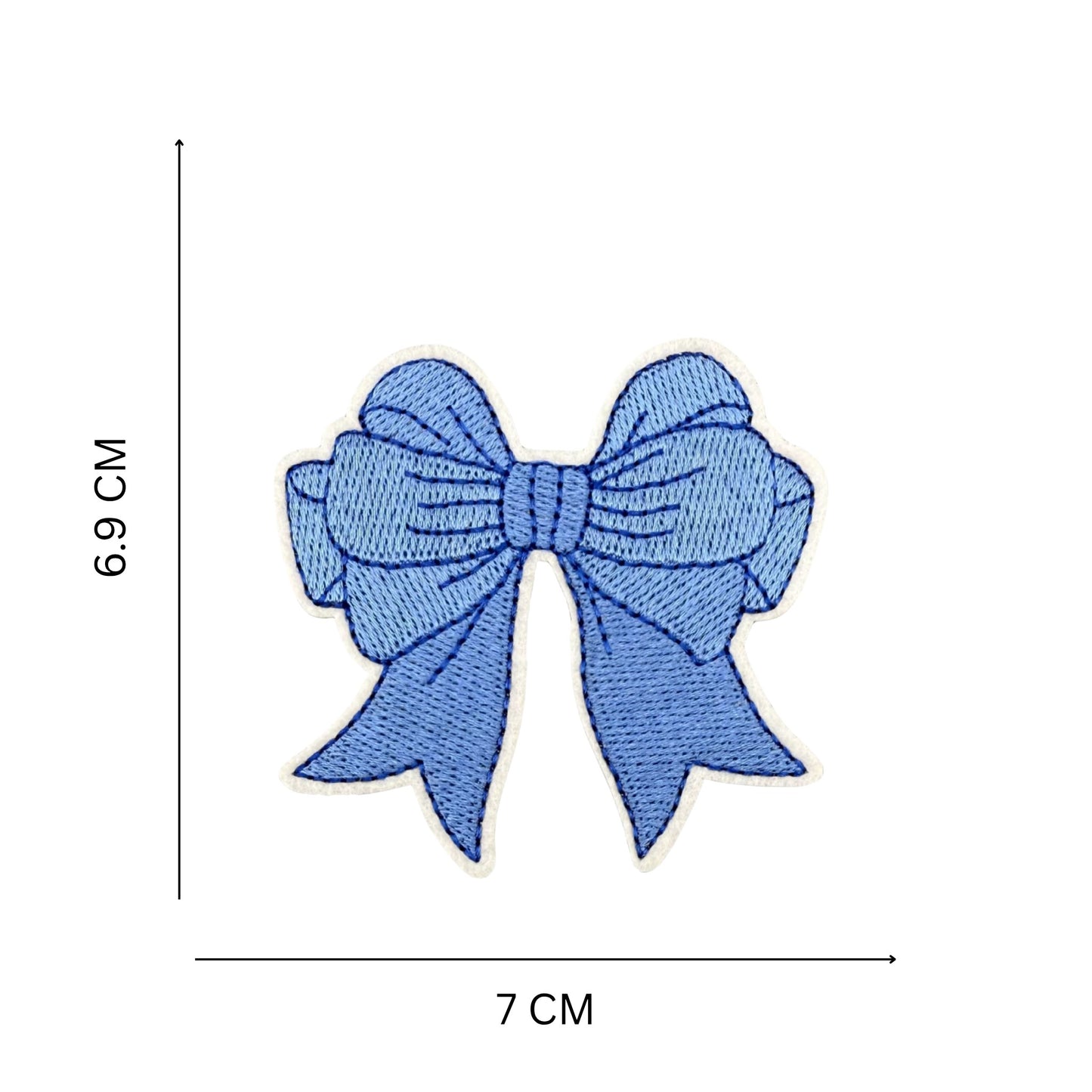 Blue Bow Embroidered Iron On Patch