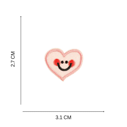 Mini Smiley Face Heart Iron On Patch