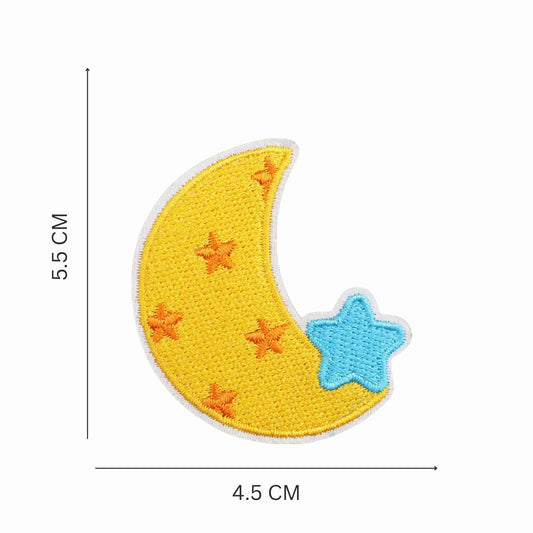 Dreamy Moon and Star Embroidered Iron On Patch