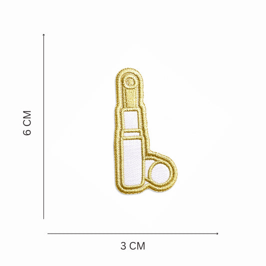 Lipstick Gold Embroidered Iron On Patch