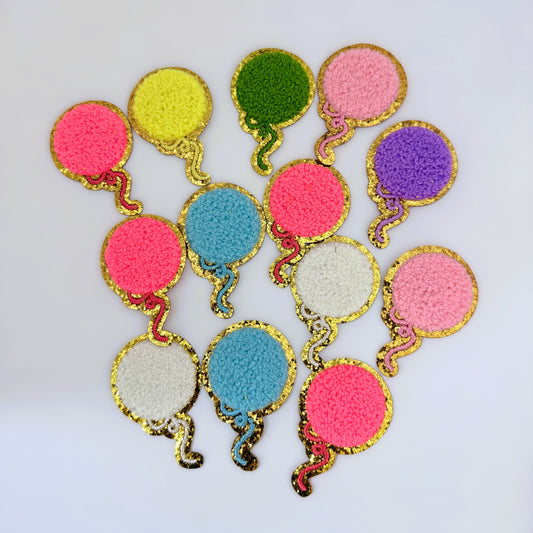 Balloon Shape Chenille Patch – Iron-On Glitter Applique for Jackets, Bags & Crafts